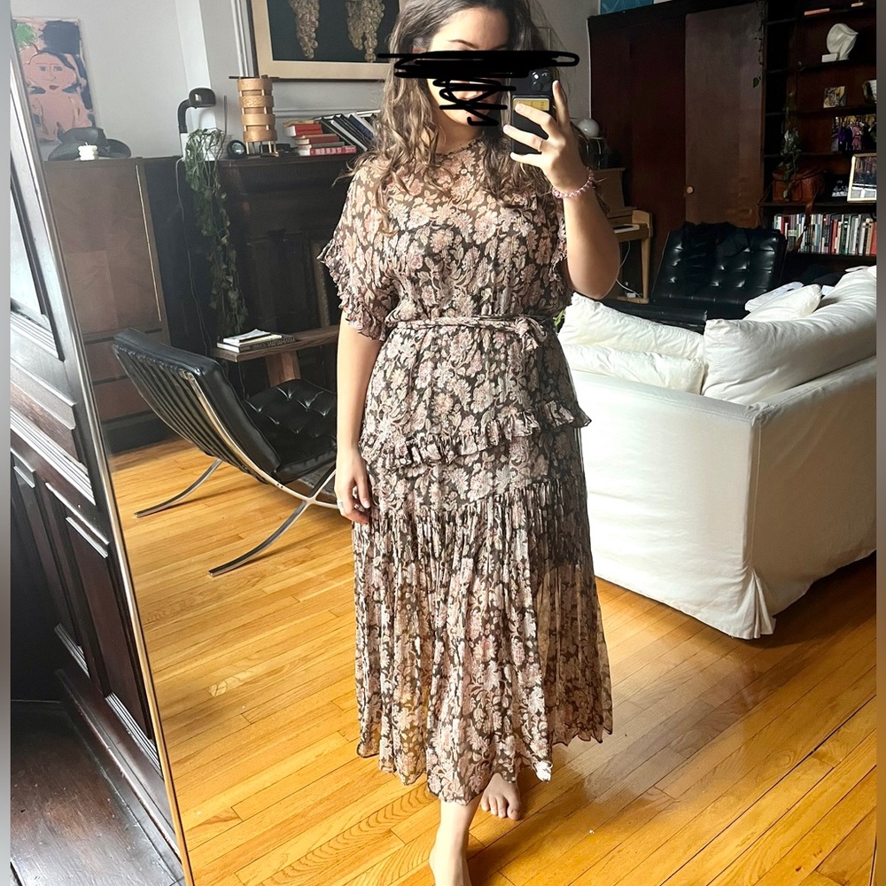Zimmermann Camel/Brown/Taupe Sheer Maxi Dress With Mini Slip